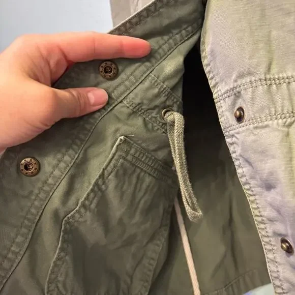 Talbots Petite Green Cinch Waist Utility Pockets Jacket Classic Design Size P - Picture 3 of 10